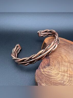 Native American Multi Strand Twist Wire Copper Cuff by Elaine Tahe